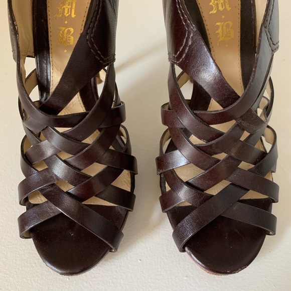 L.A.M.B Brown Leather Strappy Heels - 6.5 - Picture 3 of 7